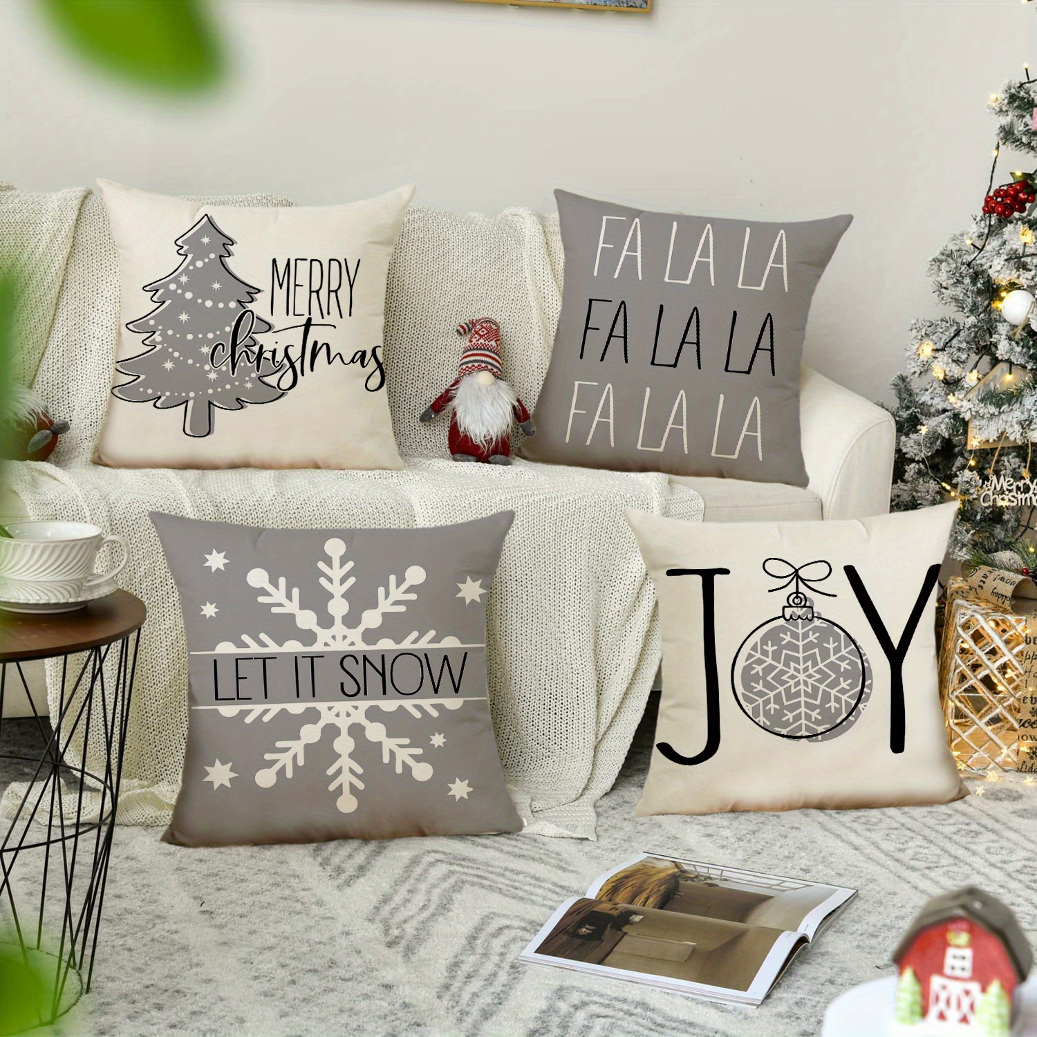 Grey Christmas Throw Pillow Covers Decorative Xmas Gray Farmhouse Snowflake  Joy Decorations Decor For Merry Christmas Winter Holiday Bed Home Couch  Sofa Living Room (cushion Is Not Included) - Temu Italy