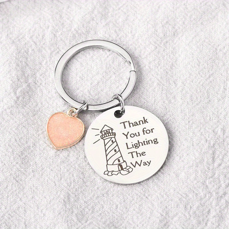 Lighthouse Stainless Steel Keychain For Men, Thank You For Lighting The Way Keychain, Teacher's Day Pendant