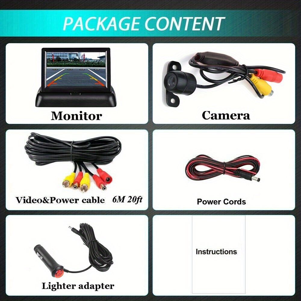 Car Rear View Monitor Camera Kit Tft Lcd Car Monitor Screen Temu