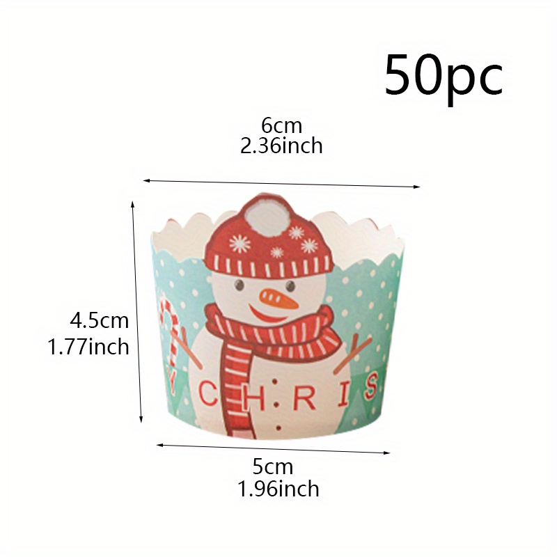 Baking Tool Christmas Snowman Elk Paper Cup, Heat Resistant Muffin Cup,  Dessert Cake Cup Baking Supplies - Temu