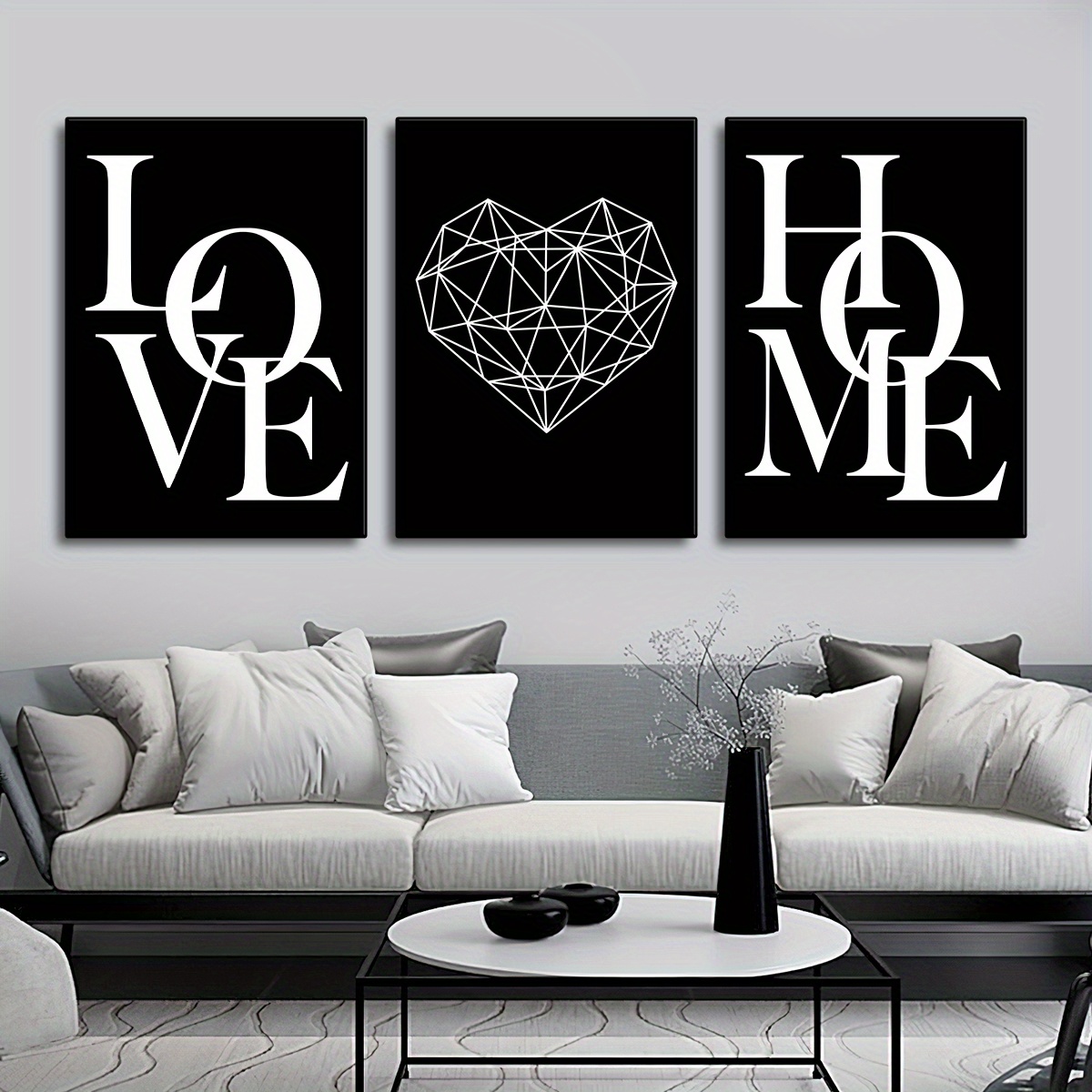 3pcs Poster D'amore Casa Scandinava Dipinti Tela In Bianco E - Temu  Switzerland