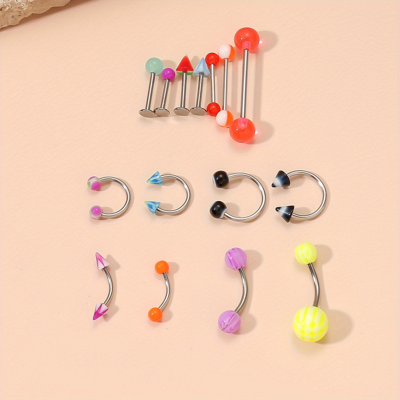 42pcs Basic Nose Ring Set, Stainless Steel Piercing Jewelry