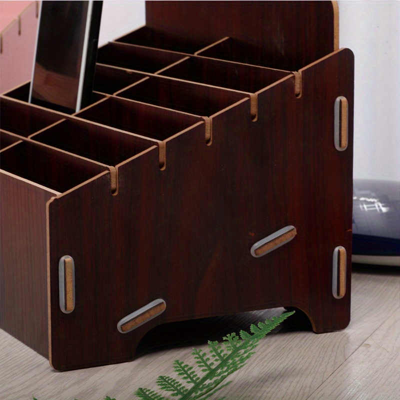Storage Box Wooden Mobile Phone Desktop Organizer Office Classroom  Accessories