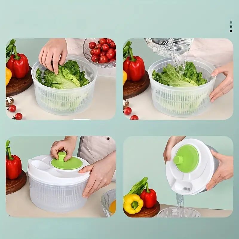 UMIKAkitchen Capacity 3L Salad Spinner Vegetable Washer Fruit Veggie Bowl  Collapsible Salad Spinner with Lid Veggie Dryer Set for Kitchen Tools of
