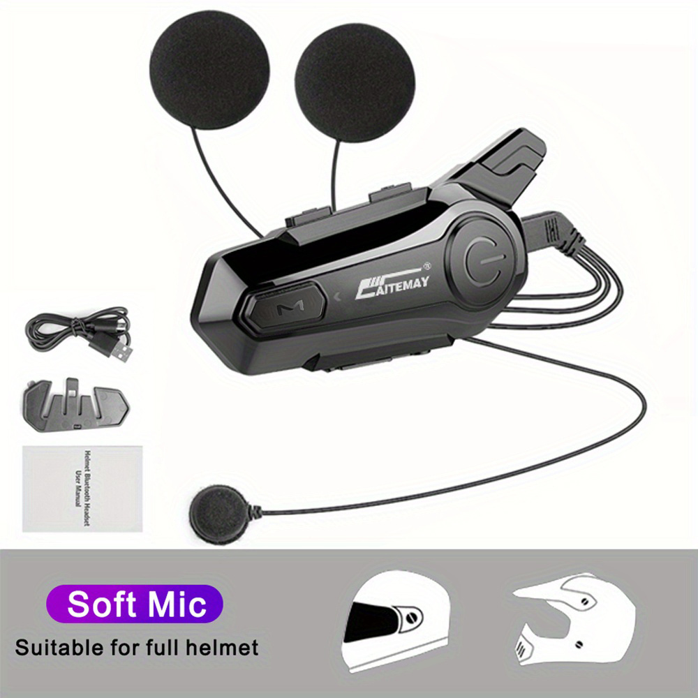 Casque de moto Bluetooth talkie - walkie, casque de moto Bluetooth 5.1 avec  réduction du bruit CVC et radio FM pour connecter jusqu'à 7 coureurs pour  motoneige / VTT / hors route (