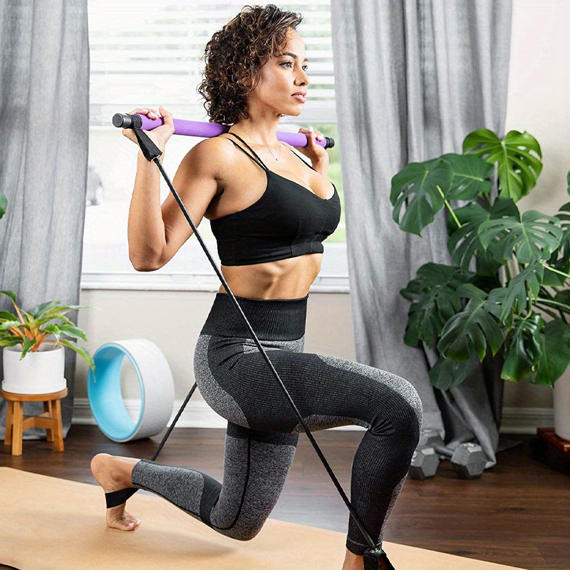 Pilates Bar Kit Resistance Bands Stainless Steel Exercise - Temu
