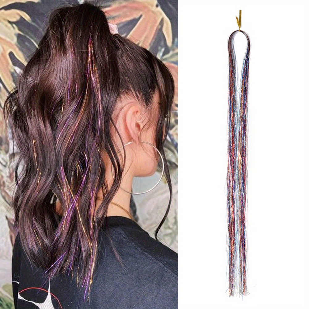 Hair Tinsel (90cm,5 Colors), Fairy Hair Glitter Hair Extensions, Hair  Tensile, Glitter Extensions