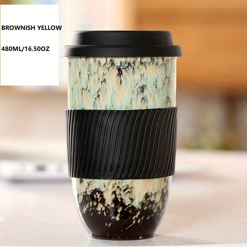 Ceramic Travel Cup With Silicone Lid, Travel Coffee Cup With Lid