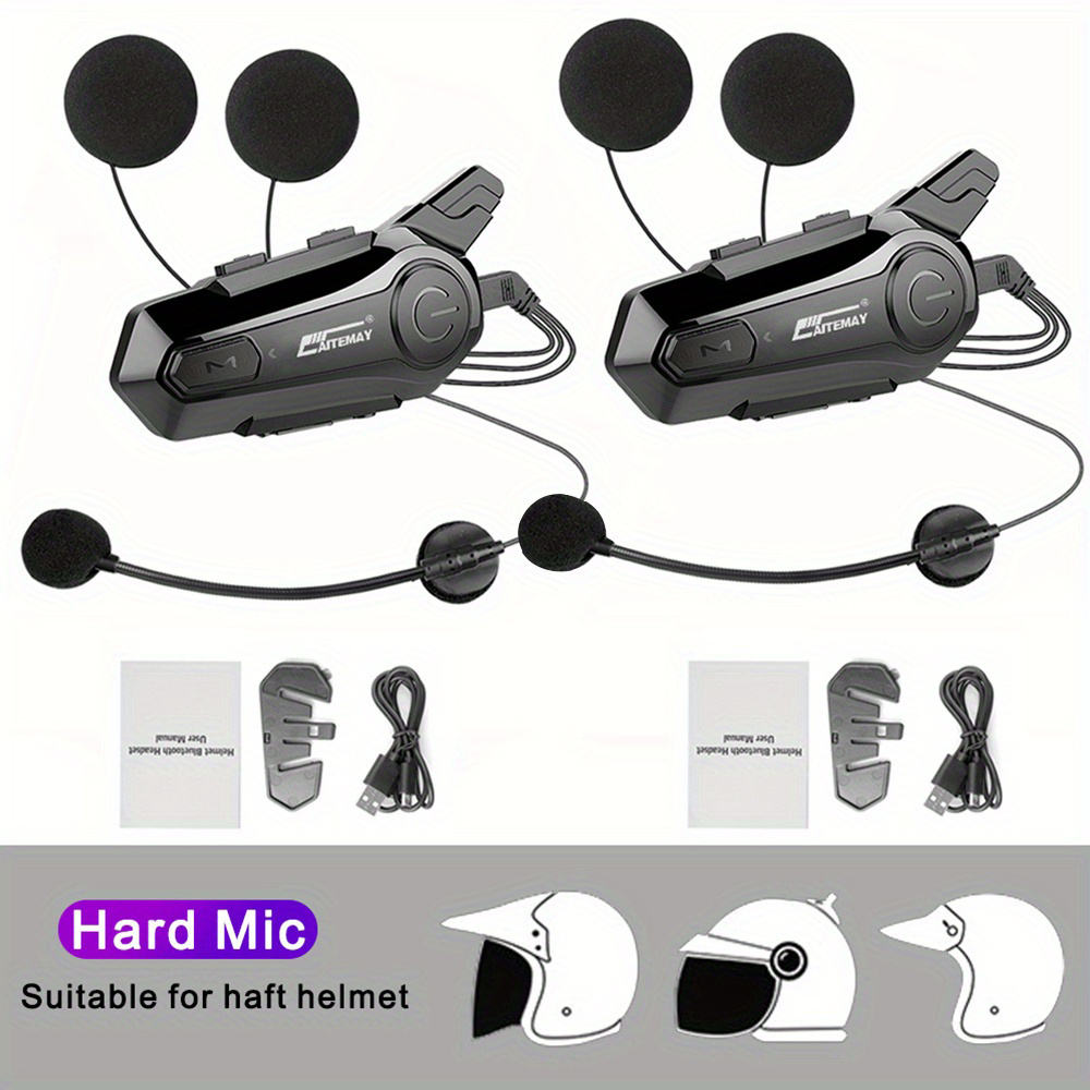 Auricular Moto Auriculares Auriculares Bluetooth para Motocicleta - Delaman  Helmet Altavoces Manos Libres Música Control de Auriculares, para Casco de