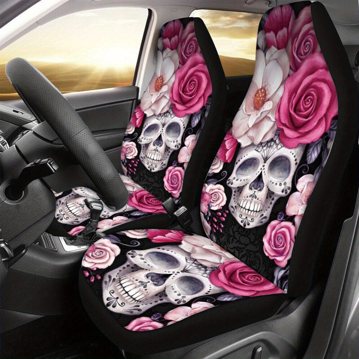 Trippy Rose Car Seat Covers Front Seats Only Cool Interior - Temu