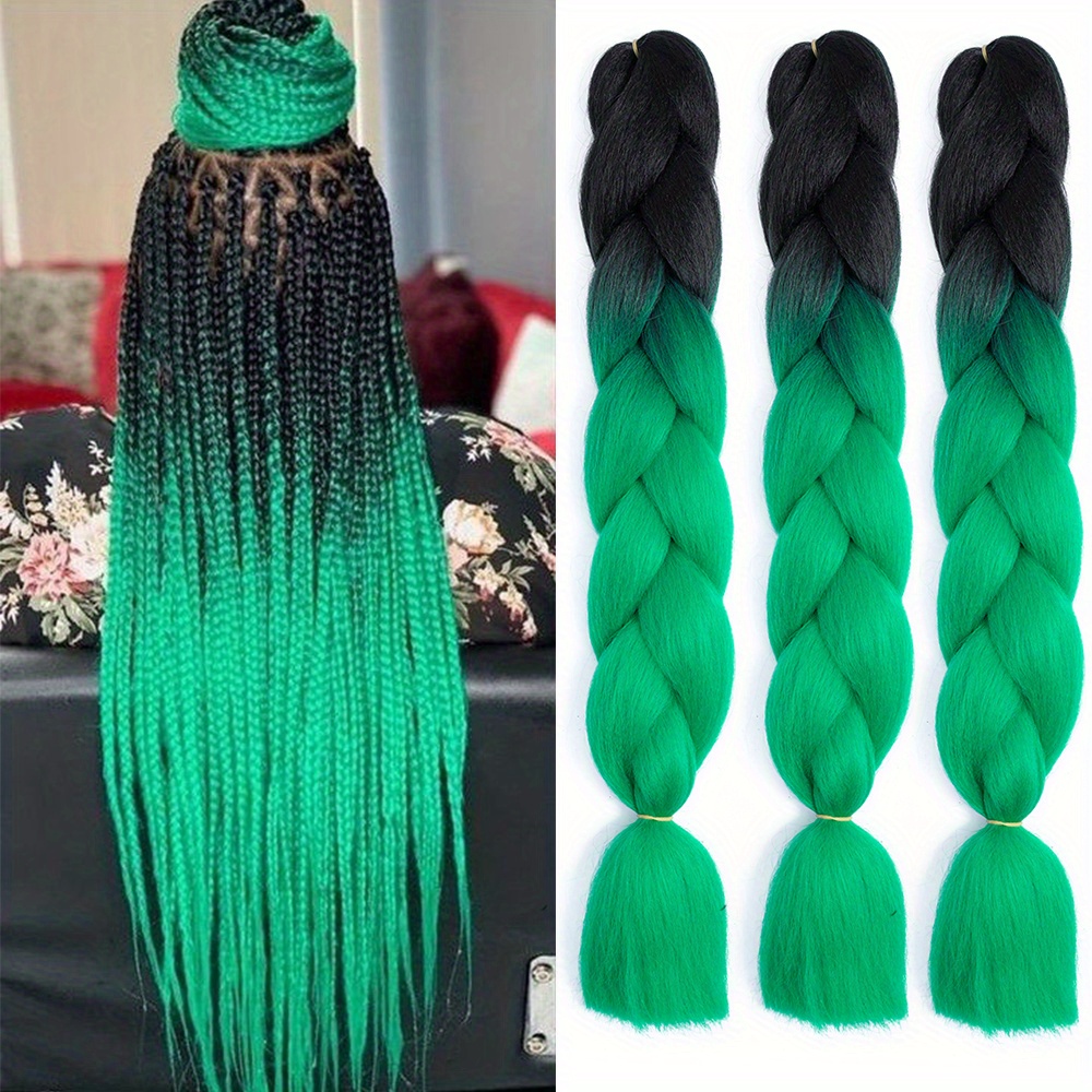 Buy GX Beauty Kanekalon Braiding Hair 24 Inch Ombre Green Jumbo Braiding  Hair Extensions Synthetic Hair for Box Braids(Black/Light Green) Online at  desertcartNorway