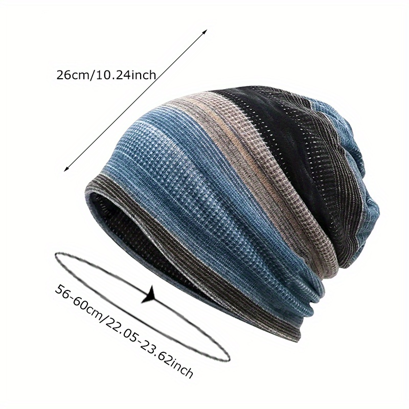 1pc Unisex 2-in-1 Striped Slouchy Beanie & Scarf details 1