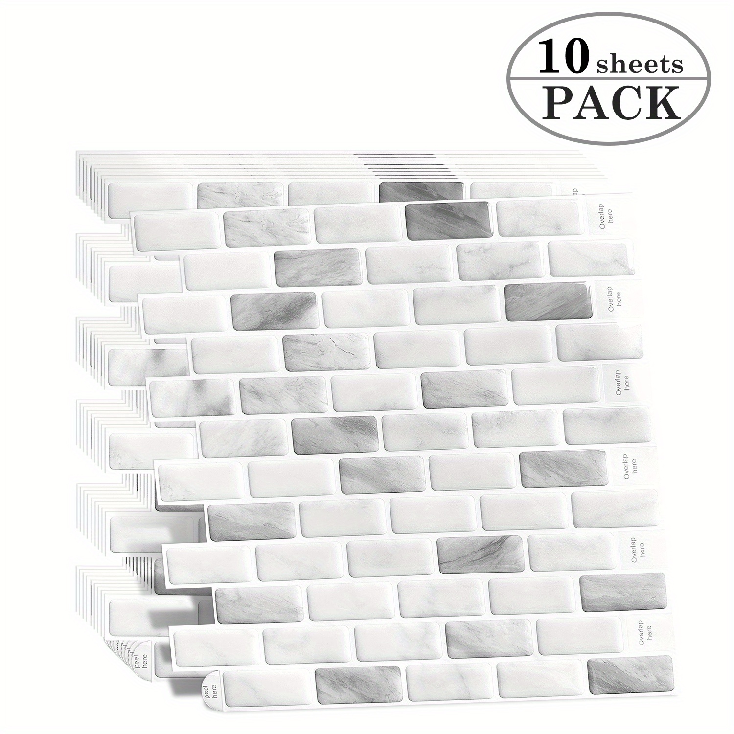 1 Sheet Peel And Stick Backsplash Tiles 10 X 10,3d Self Adhesive  Decorative Wall Paper For Kitchen DIY