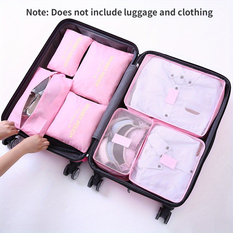 7pcs Travel Storage Bags Portable Essential Suitcases Packing Bag Case For  Clothes Shoes Makeup Luggage Organizer
