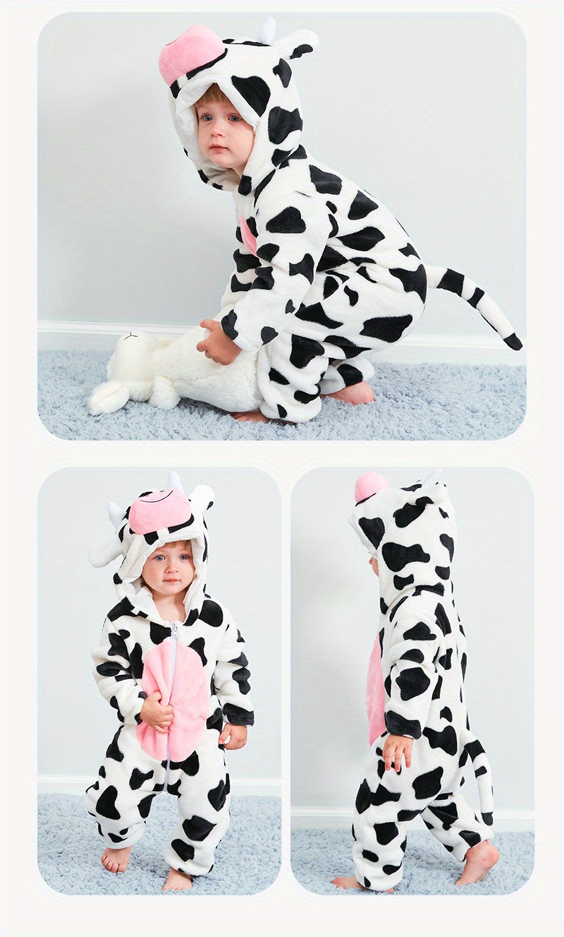 Disfraz De Animal Vaca De Bebé Niños, Mono De Franela Con Capucha Para  Invierno Y Otoño, Mono De Cosplay