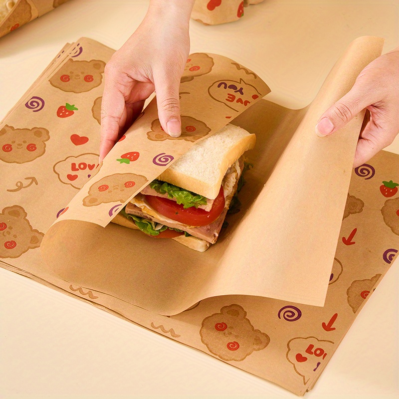 20/50/100Pcs Sandwich Wrapping Paper Breakfast Burrito Burger Sandwich Food  Rice Ball Paper Cuttable Baking Paper 