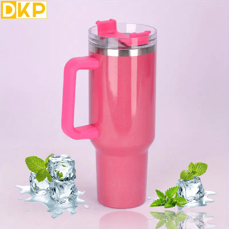 40 oz Tumbler with Handle, Rainbow Paint Insluated Tumbler with Lid and  Straw, Double Wall Vacuum