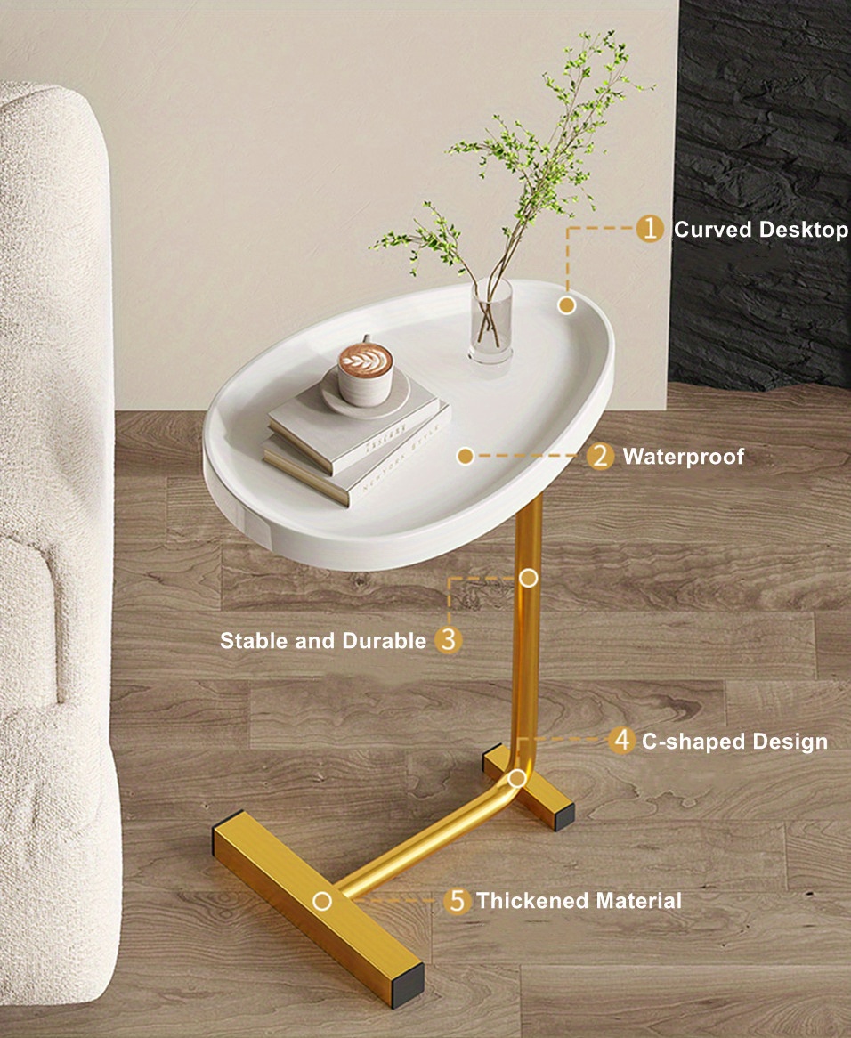 C Shaped Snack Table End Side Table Slide Under Couch For - Temu