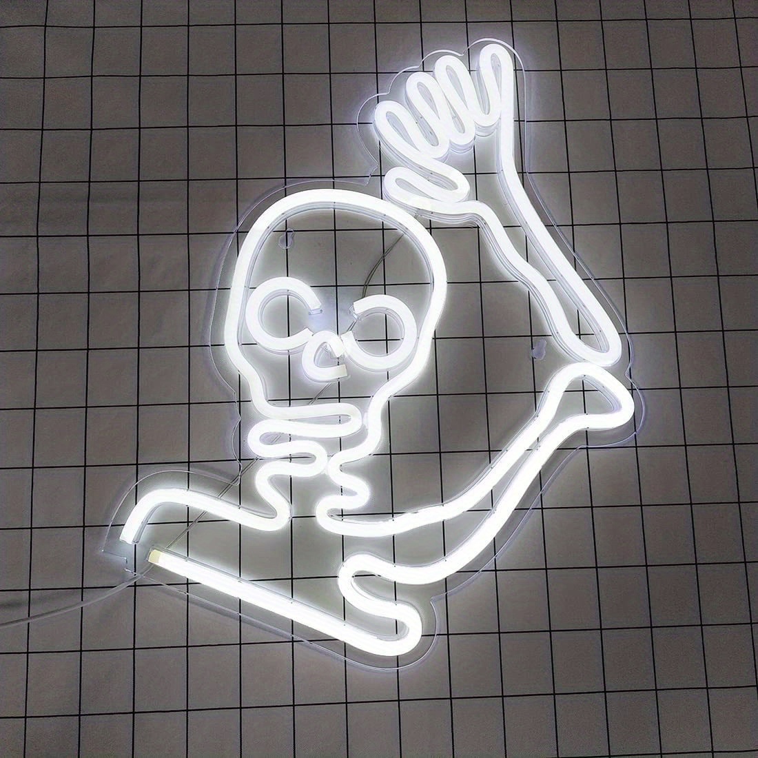 skeleton shape led neon sign lights withe line painting usb plug 2m line with switch transparent acrylic backplane pvc tube for halloween home shop bar decoration decor details 2