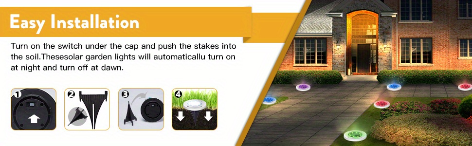 8 pack color changing solar ground lights 8 led solar outdoor lights landscape lighting multicolor solar waterproof disc lights for pathway garden yard lawn walkway decor details 2