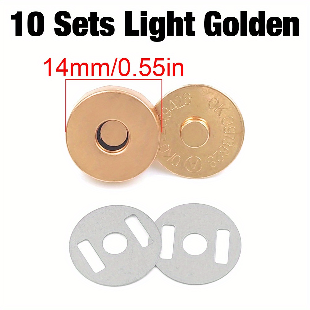 10 Sets Magnetic Snap 18mm Metal Fasteners for Clothing Purse Gold Tone