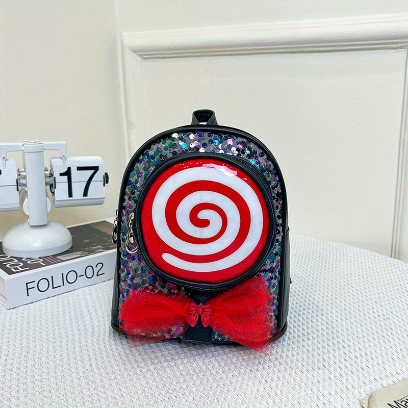 Kids Princess Schoolbag Sequins Bow Lollipop Backpack