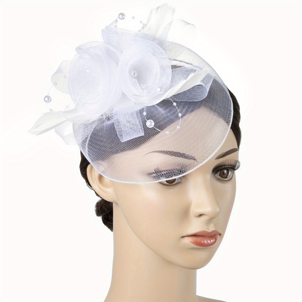 1pcs Ayollar to'rli gulli sun'iy tuklar Fascinator choy ziyofati uchun Tug'ilgan kun ot poygasi to'y shlyapa Derbyhat cherkov shlyapa tafsilotlari 4