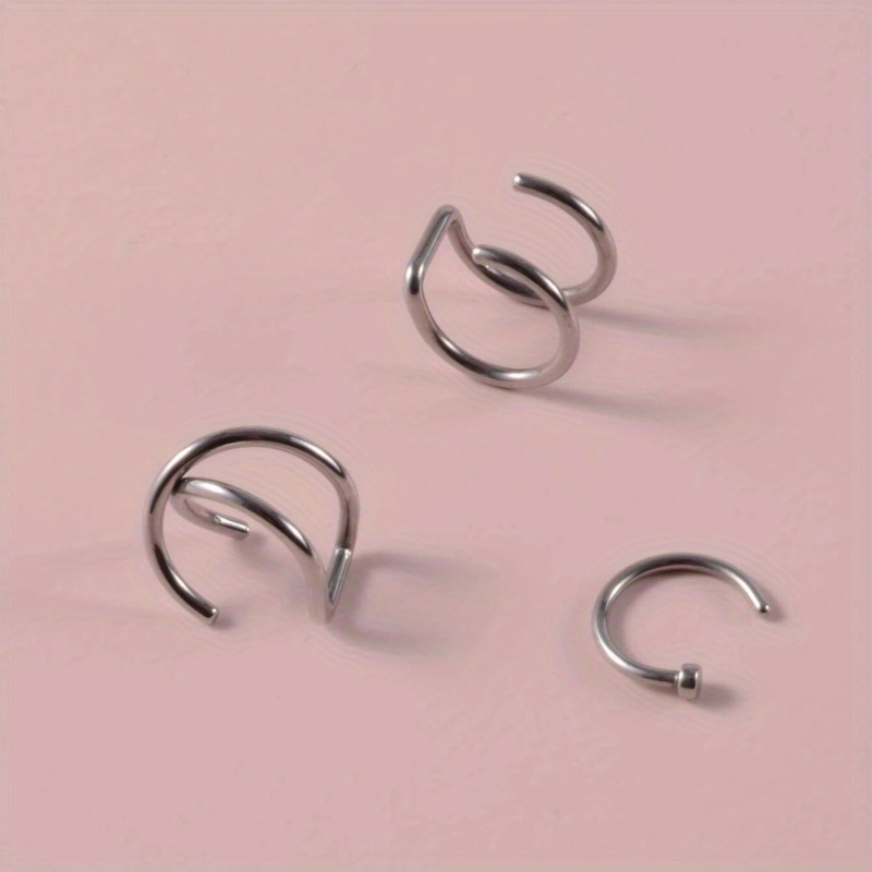 TEMU 3 Piezas, De Oreja A , Estilo Minimalista De Acero Inoxidable De Para Anillo De Nariz Y Anillos De Labios, Joyería Decorativa Para Mujer