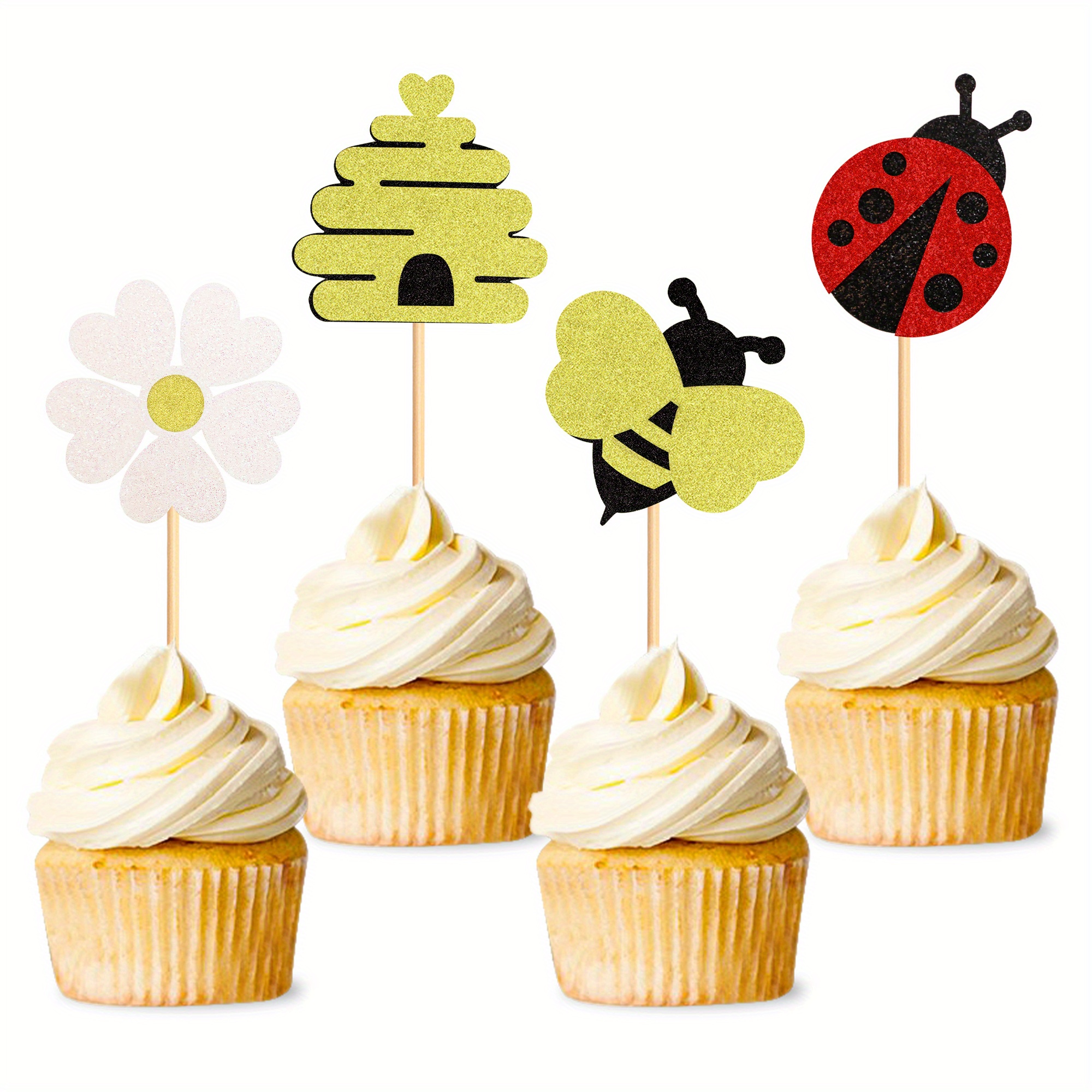 Bumble Bee Cupcake Toppers Glitter Bee Gender Reveal Honeycomb Cupcake  Topper Birthday Party Cake Decorations Supplies - Temu New Zealand