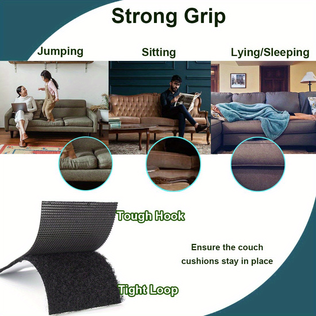 Secure Your Sofa Cushions With Double-sided Hook And Loop Straps -  Heavy-duty Adhesive Strips! - Temu Belgium