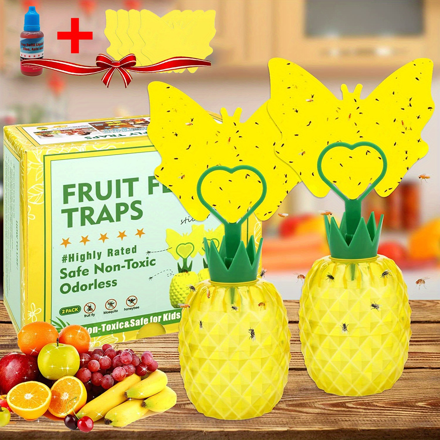 20Pcs Sticky Trap Fruit Fly and Gnat Trap Yellow Sticky Bug Traps for Indoor/Outdoor  Use - Insect Catcher for White Flies,Mosquitos,Fungus Gnats,Flying Insects  - Disposable Glue Trappers