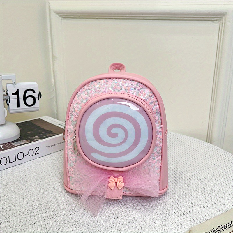 Kids Princess Schoolbag Sequins Bow Lollipop Backpack