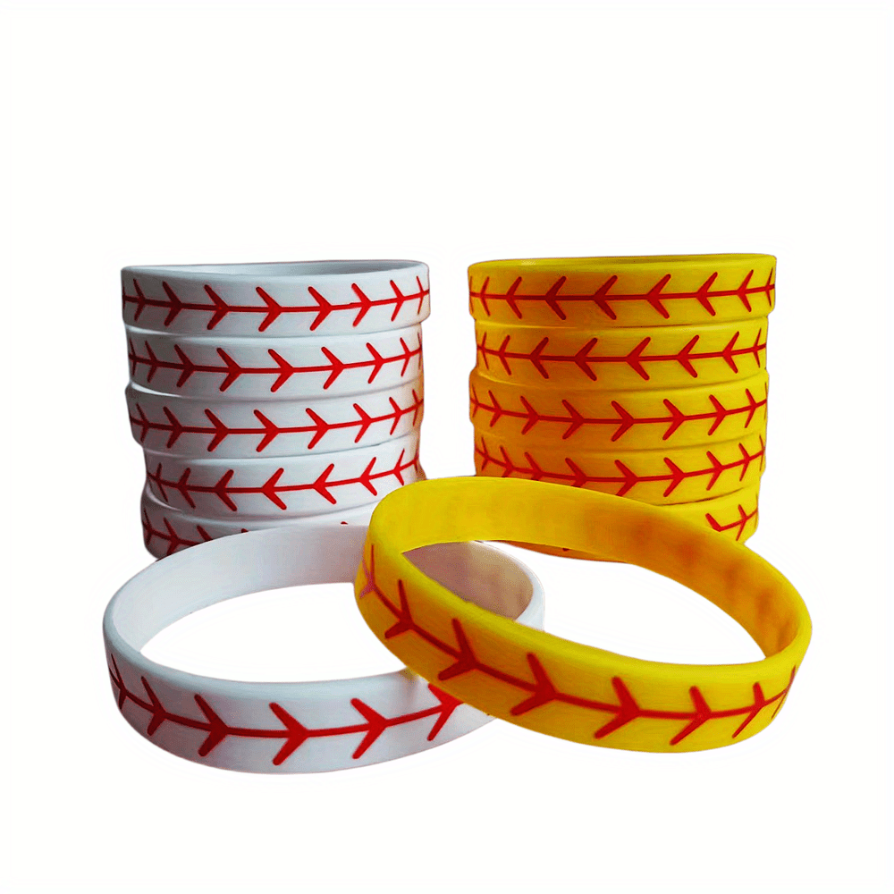 Baseball Silicone Bracelet Rubber Wristband Baseball Bracelet Wristband Gift Party Favors,Temu