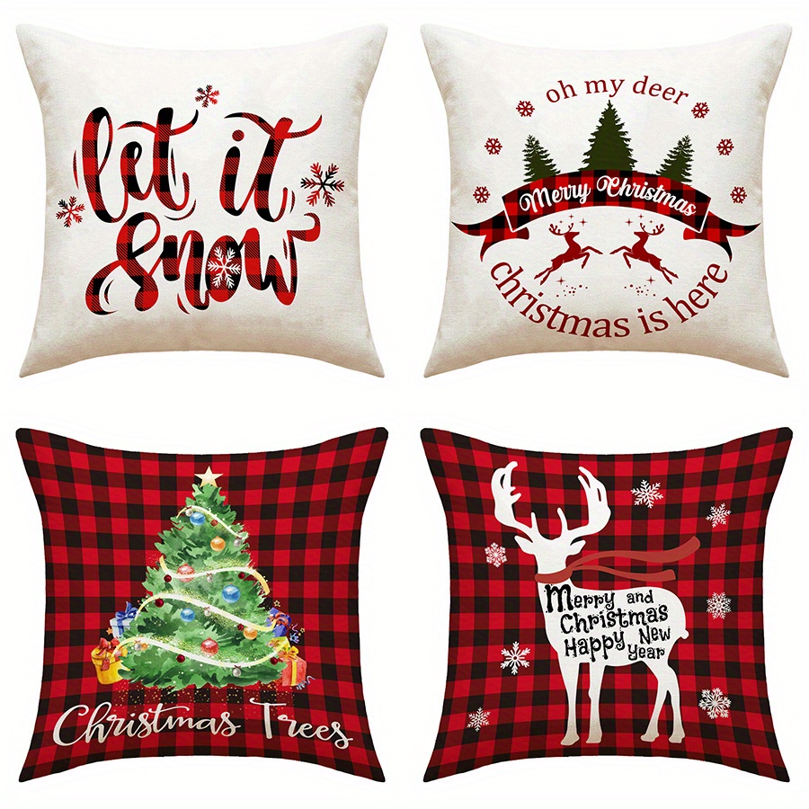 Christmas Pillow Covers Red Black Farmhouse Christmas - Temu