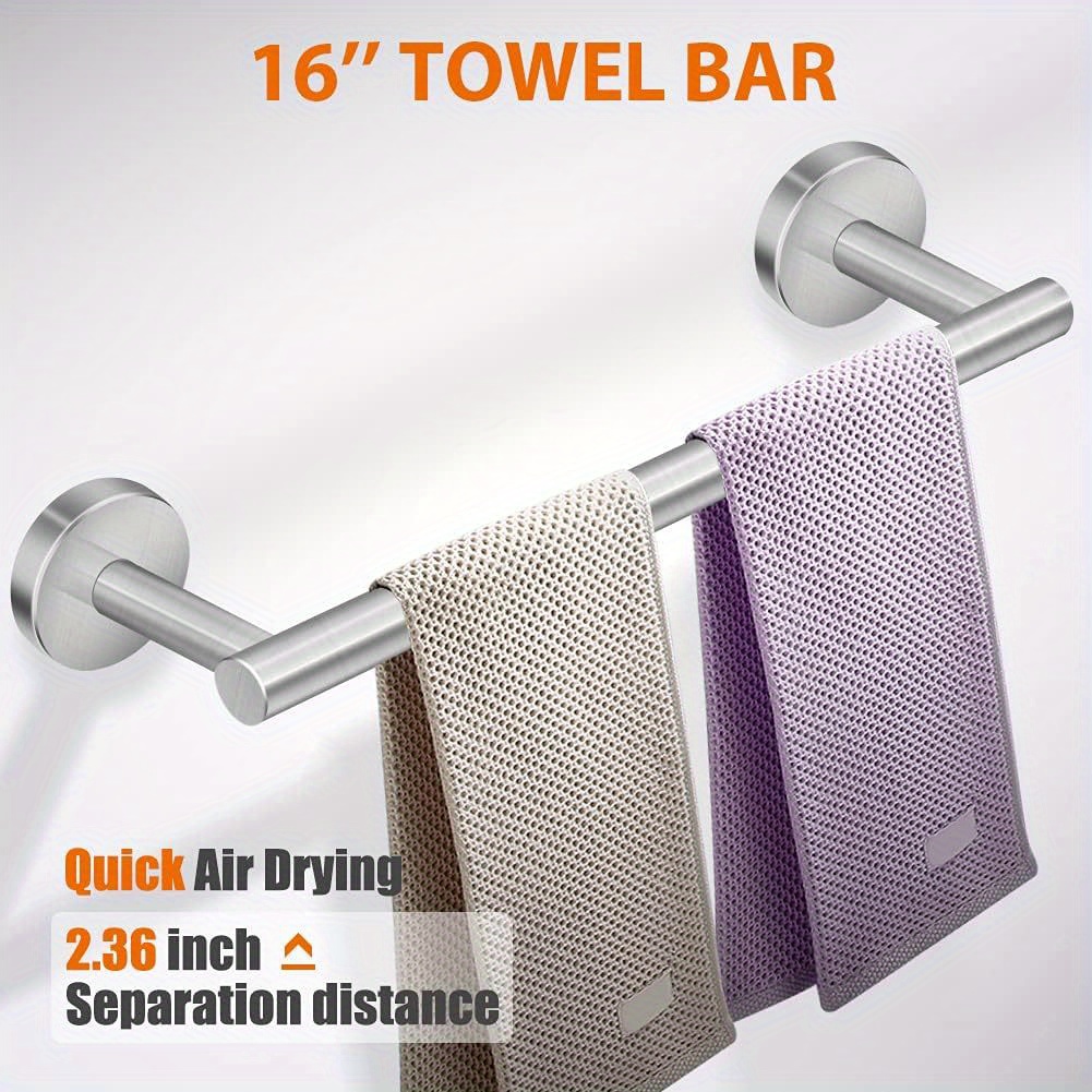 ZTBH Juego de accesorios de baño de acero inoxidable para montaje en pared,  juego de toallas de baño, barra de toallas, gancho para bata, soporte de