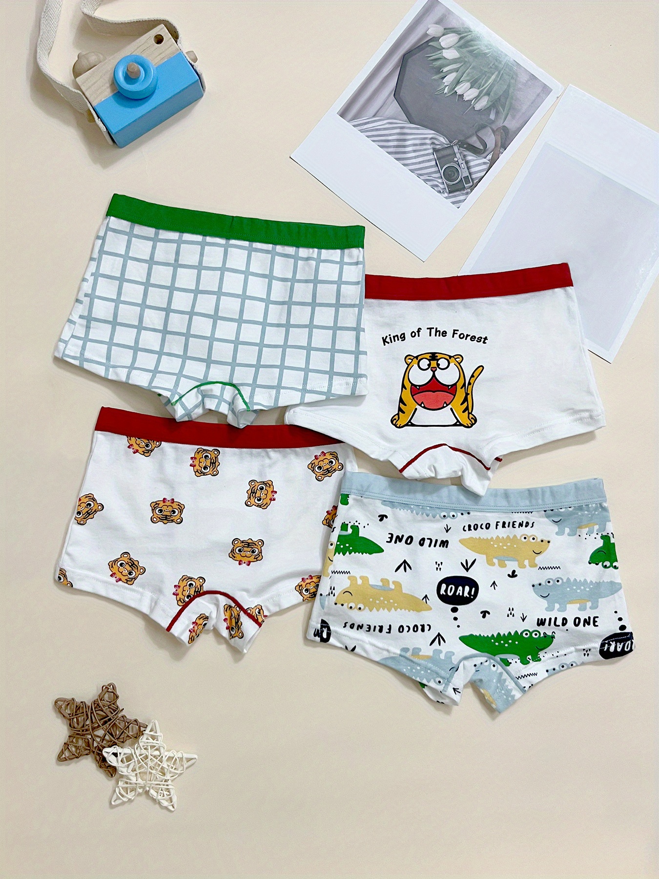 Boys Cartoon Crocodile Plaid Boxer Briefs Underwear Soft - Temu Italy