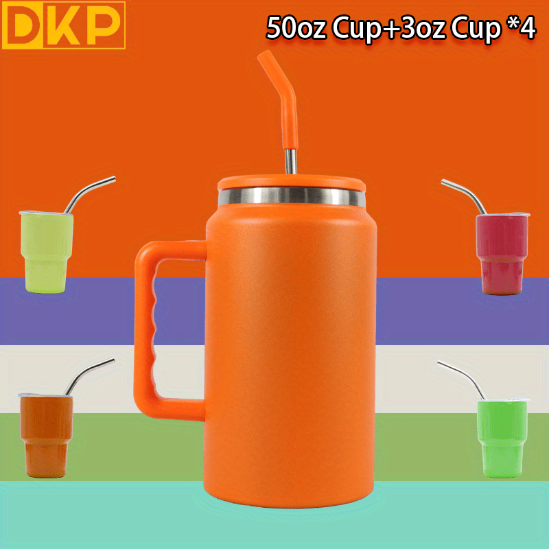 Large Stainless Steel Tumbler With Handle And Straw - Perfect For Outdoor  Activities, Travel, And More! - Temu