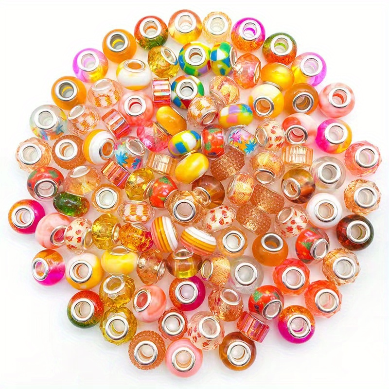 Colorful Transparent Acrylic Beads Rondelle Large Hole Glass - Temu