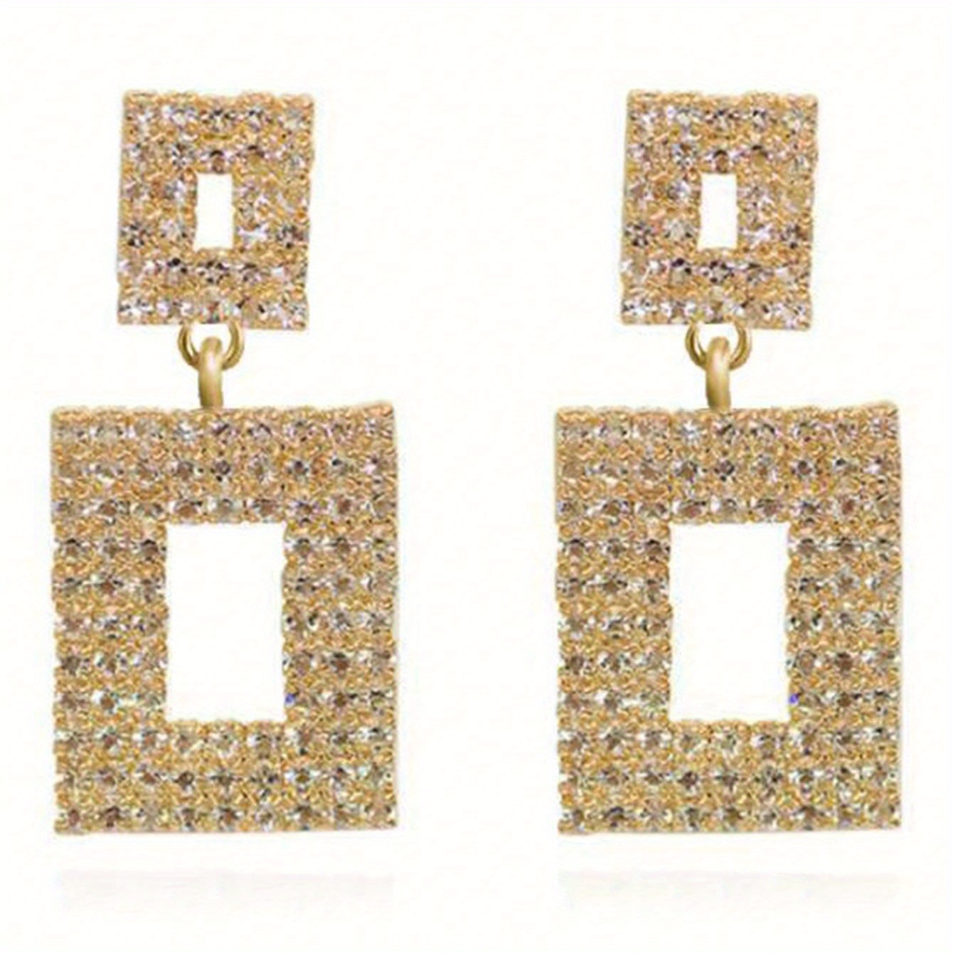 Sparkling Round & Square Drop Earrings