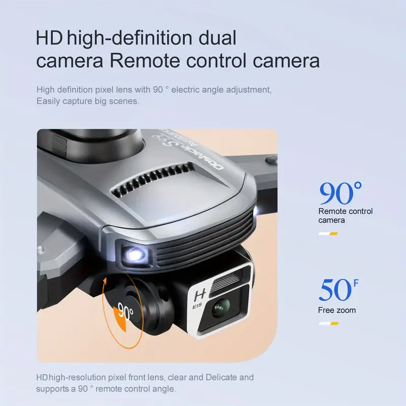 hd dual camera, rmg s99 drone hd dual camera hand gestures to take pictures or videos emergency stop one key take off and landing brushless motor optical flow positioning foldable electric adjustment camera angle four sided obstacle avoidance details 10