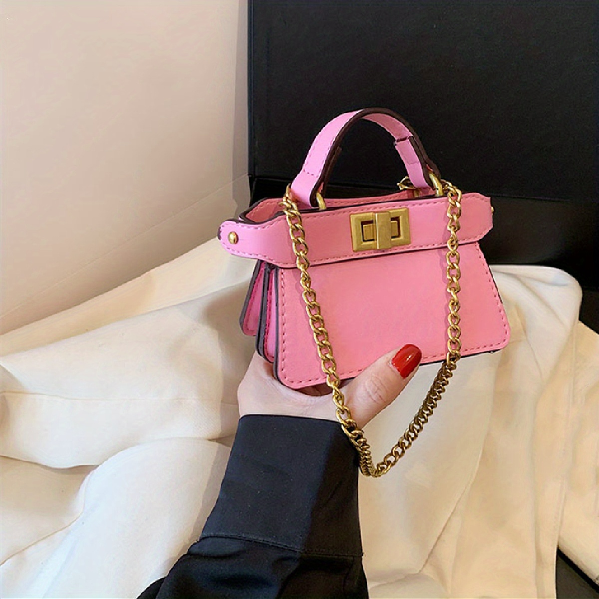 Fashion Pink Mini Shoulder Bags Women Lipstick Multifunctional