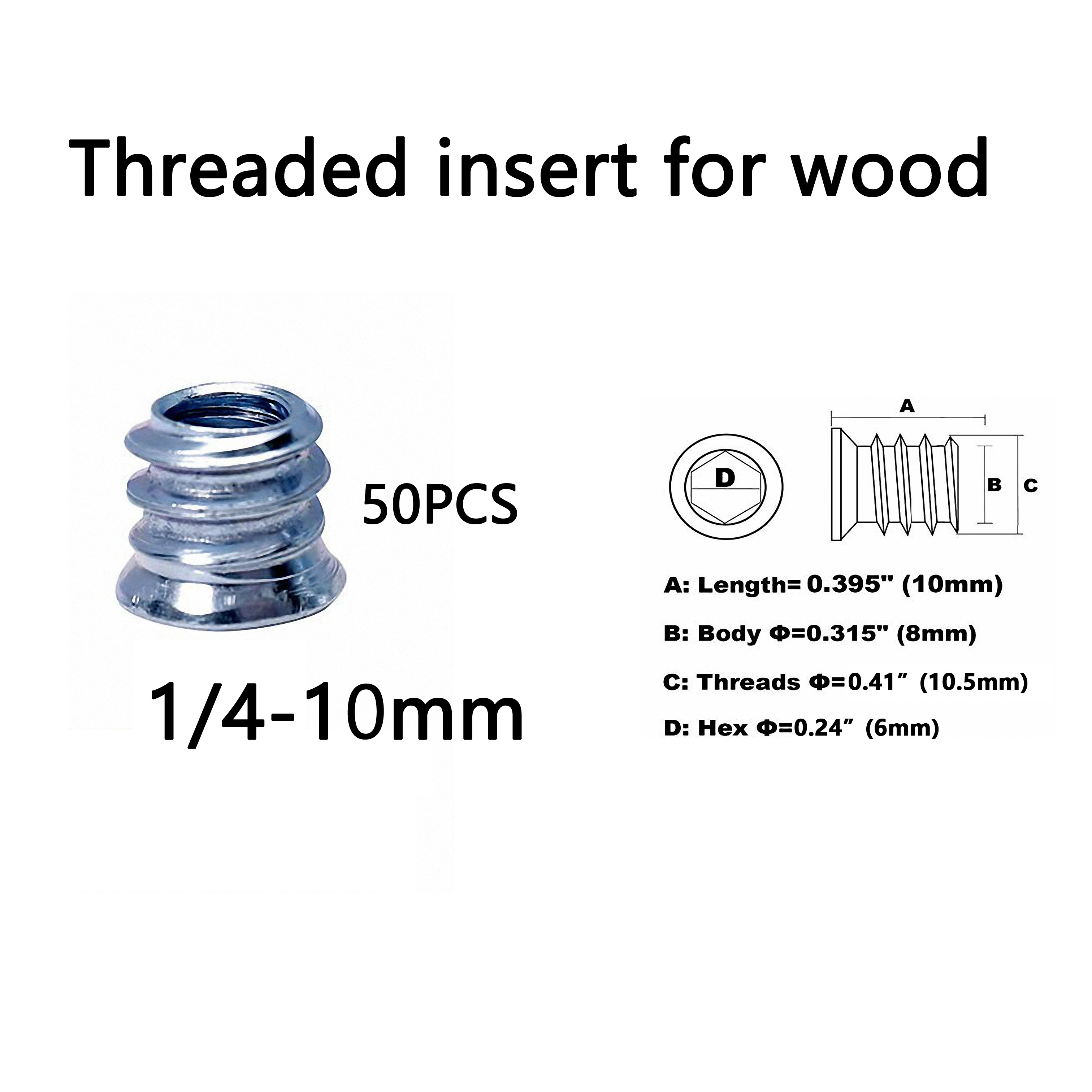 50pcs Threaded Inserts For Wood, Screw In Nut Insert Nutsert For Wood  Furniture