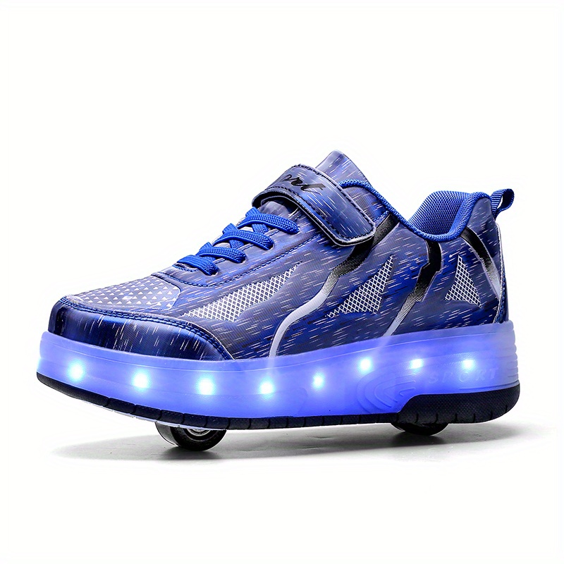 Chaussures à Roulettes LED Lumineux pour Enfants - Blanc - Cuir