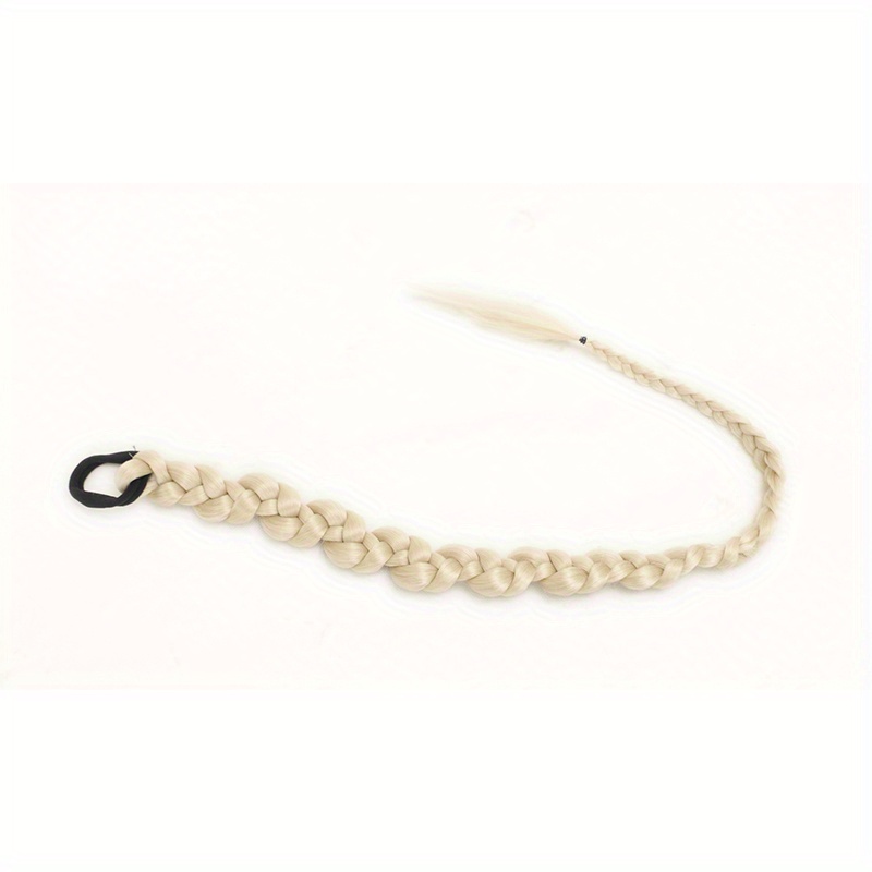 Image of Long Braided Ponytail Extension With Hair Tie Straight Wrap Around Hair Extensions Ponytail Soft Synthetic Hair Piece For Women Daily Wear 28 Inch Black Hair Accessories Halloween Christmas