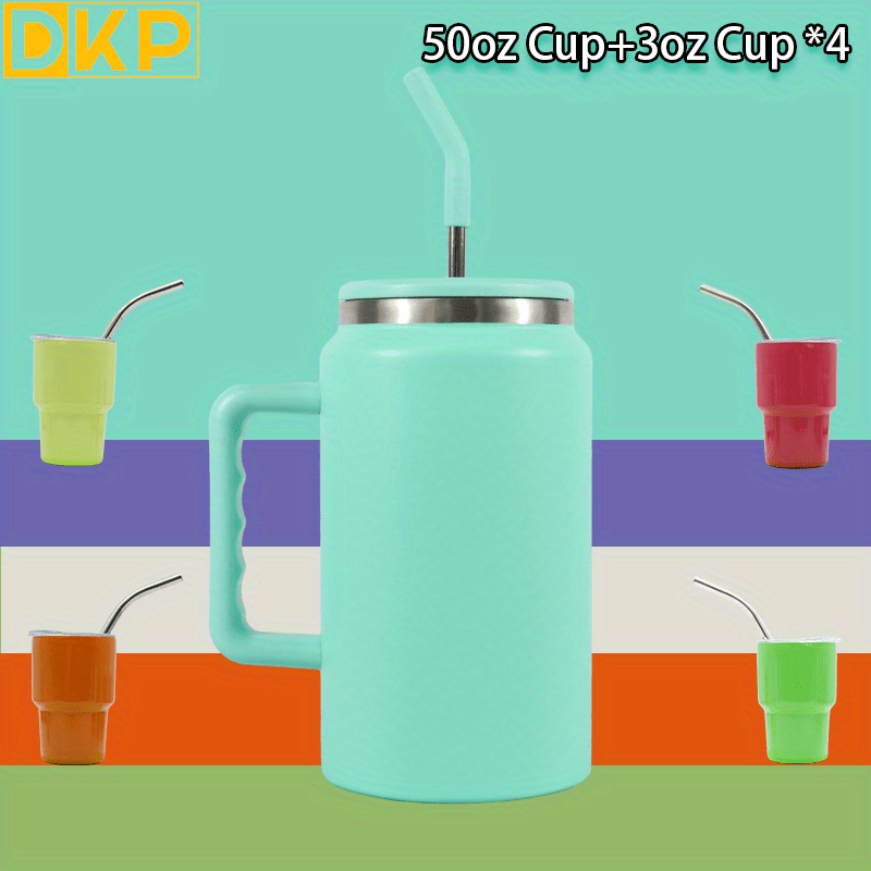 Large Stainless Steel Tumbler With Handle And Straw - Perfect For Outdoor  Activities, Travel, And More! - Temu