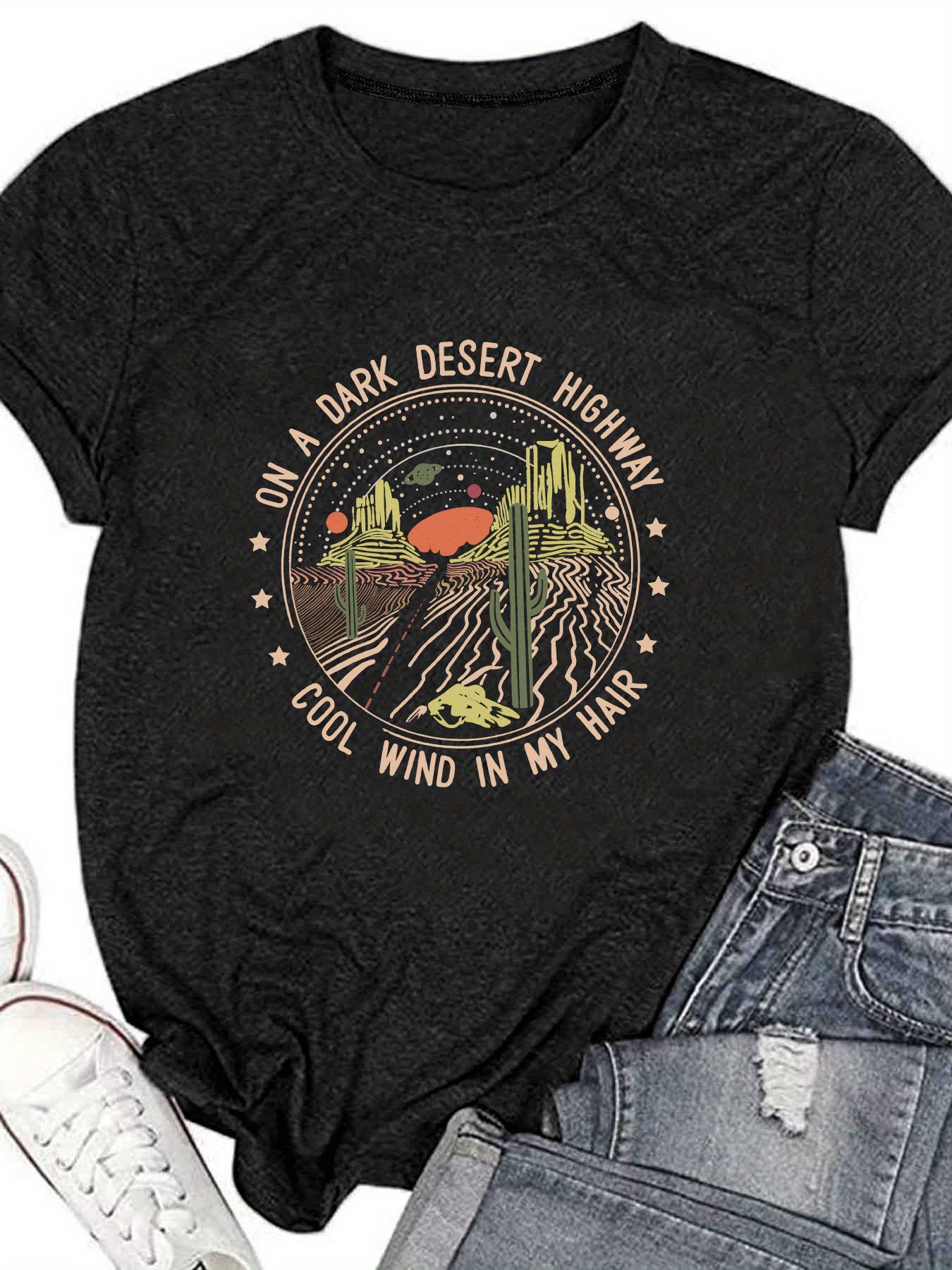 graphic letter t shirt casual crew neck short sleeve t shirt womens clothing Product details 1
