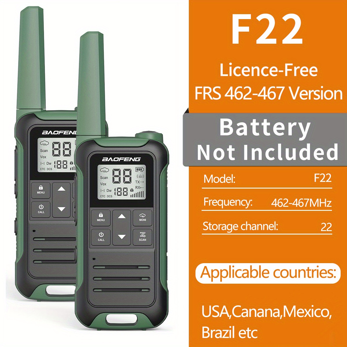 Baofeng-Talkie-walkie portable F22, mini radio de communication  professionnelle PMRbishop/FRS, 2 pièces