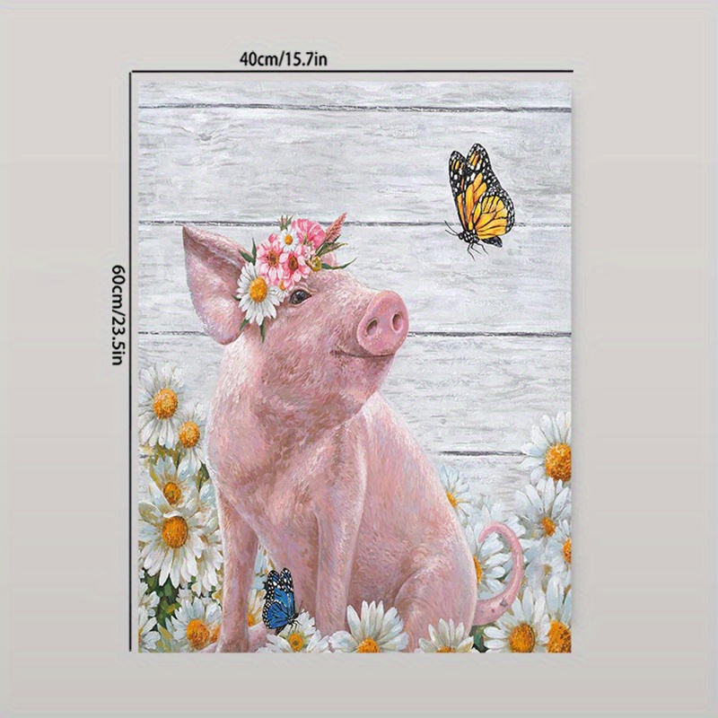 Pig Wall Art Print Hand-painted Piggy Painting Wearing Flower Headband  Playing With Butterfly Picture For Students Room Easy Hanging No Framed  Temu Australia
