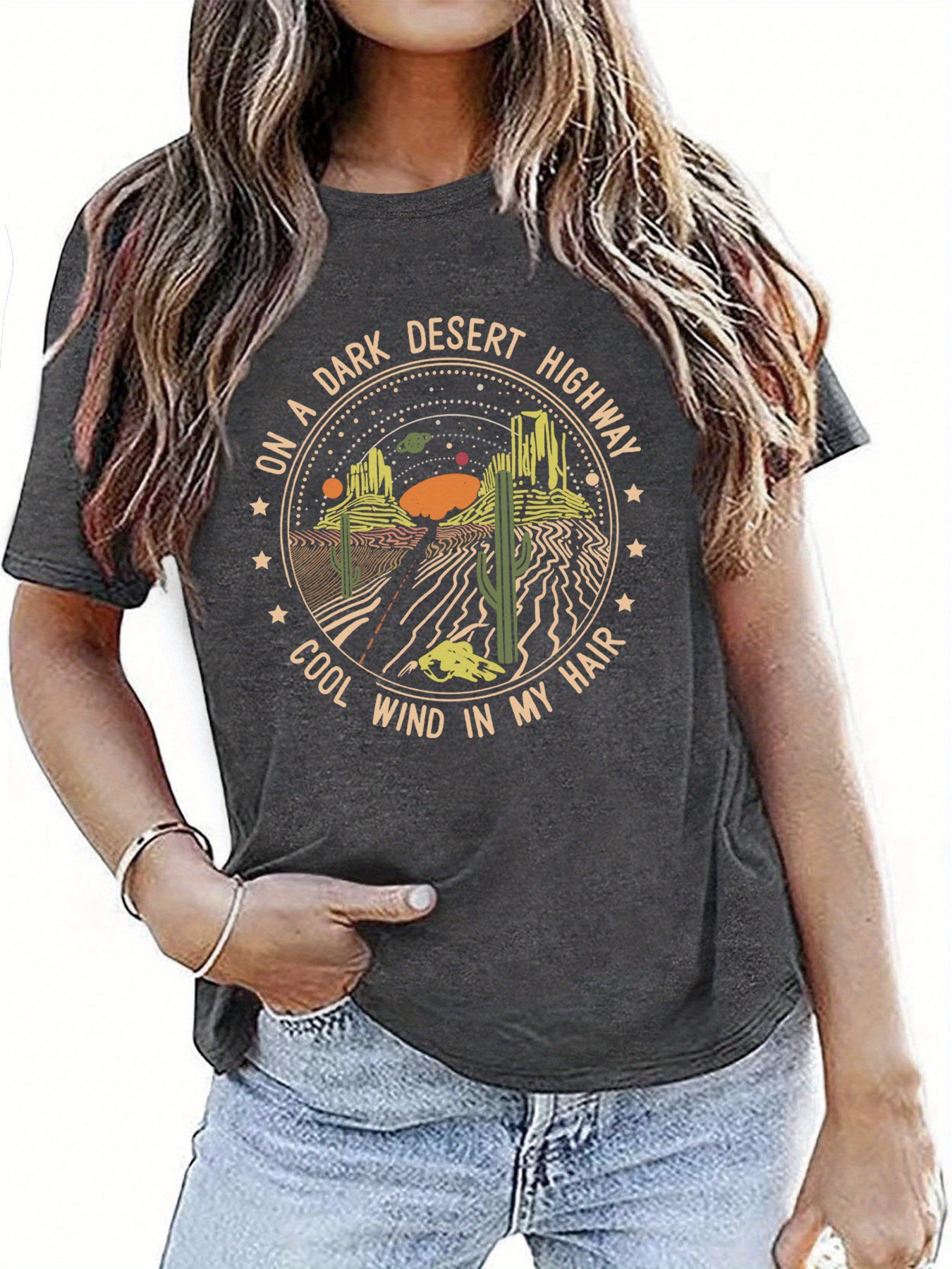 graphic letter t shirt casual crew neck short sleeve t shirt womens clothing Product details 3