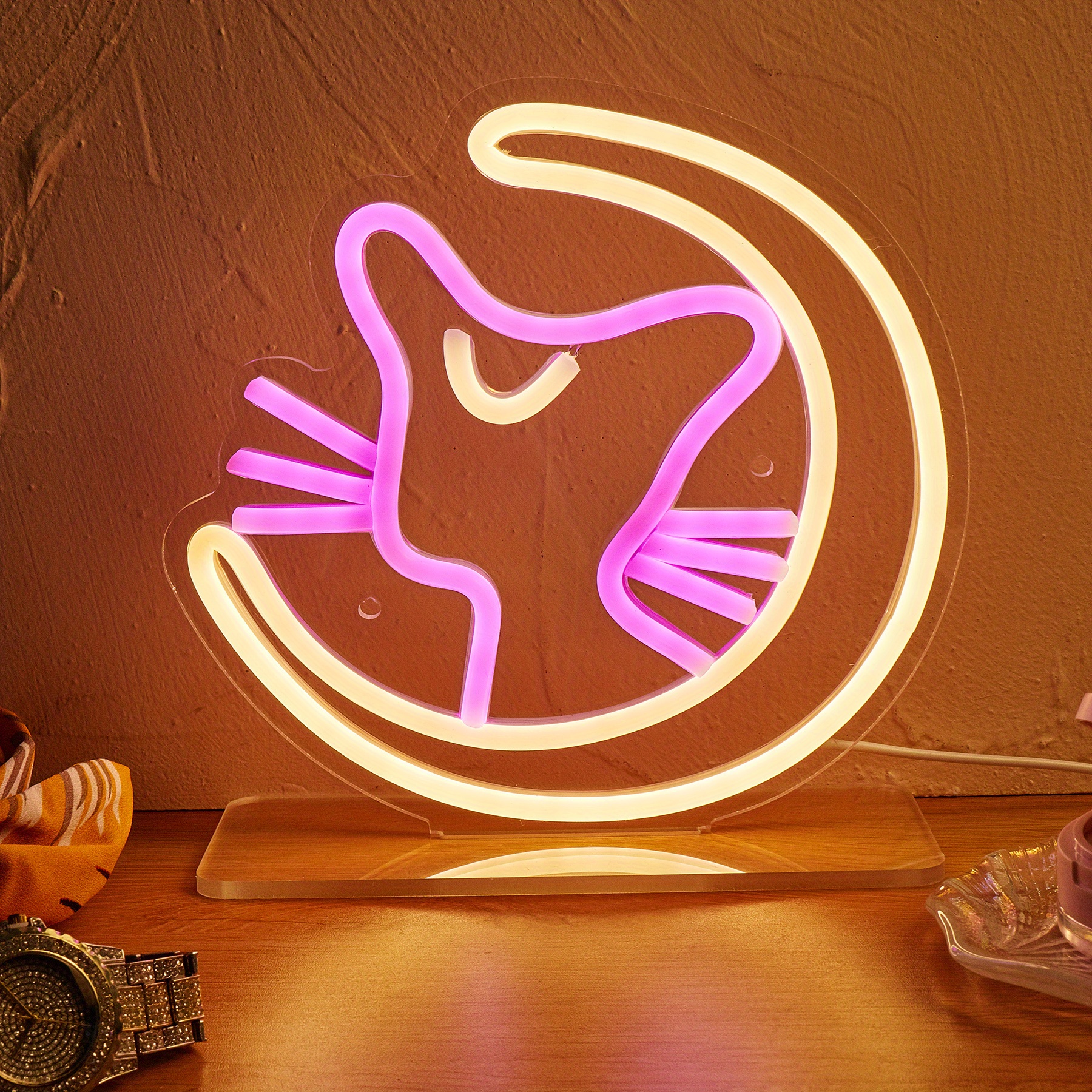 Moon Cat Led Table Neon Sign For Wall And Table Decor Light - Temu ...